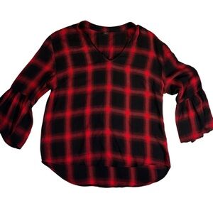 TinselTown Buffalo Plaid Shirt Women’s Size L Country Cabincore hayrides